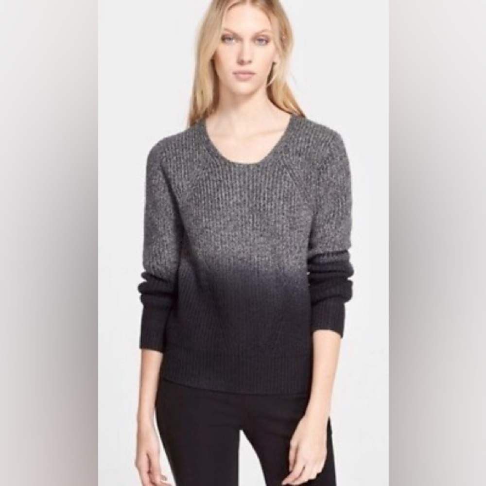 Burberry Gray Melange Ombré Chunky Knit Wool Silk Pullover Sweater Size XS